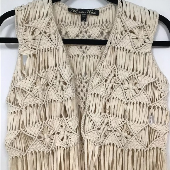 Winter Kate NWOT Boho Macrame Vest Sz L - Picture 3 of 10
